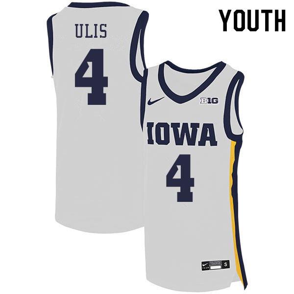 Youth #4 Ahron Ulis Iowa Hawkeyes College Basketball Jerseys Sale-White